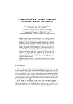 A Means-End Analysis of Consumers` Perceptions of Virtual World
