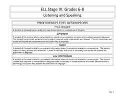 ELL Stage IV: Grades 6-8