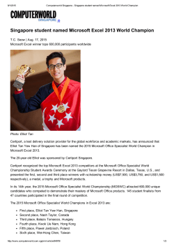 Singapore student named Microsoft Excel 2013 World Champion