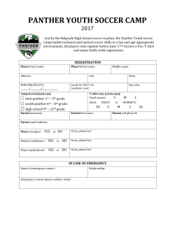 panther youth soccer camp