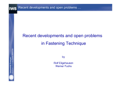 IWB Recent developments and open problems in Fastening