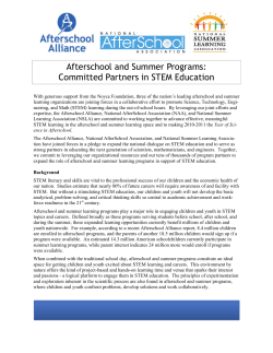 Afterschool and Summer Programs: Committed Partners in STEM