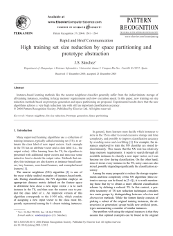 High training set size reduction by space partitioning