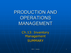 PRODUCTION AND OPERATIONS MANAGEMENT