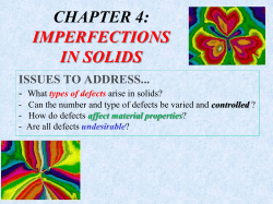 CHAPTER 4: IMPERFECTIONS IN SOLIDS