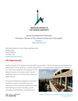 Senior Development Executive American Friends of The Hebrew