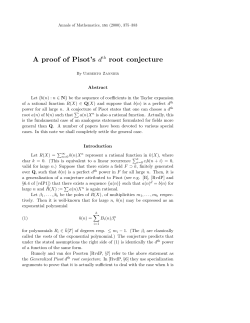 A proof of Pisot`s dth root conjecture