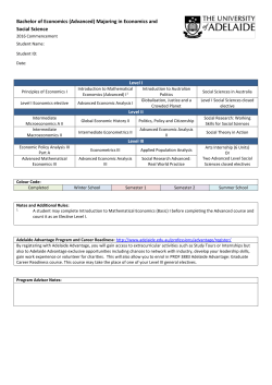 Bachelor of Economics (Advanced) Majoring in Economics and