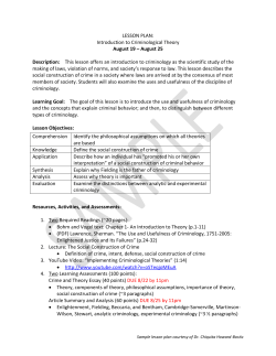 LESSON PLAN: Introduction to Criminological Theory August 19