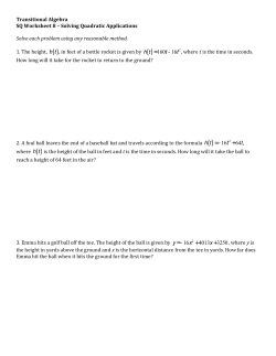 SQ Worksheet 8 – Solving Quadratic Applications