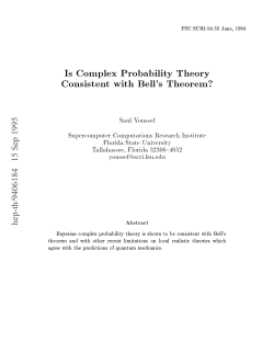 Is Complex Probability Theory Consistent with Bell`s Theorem?