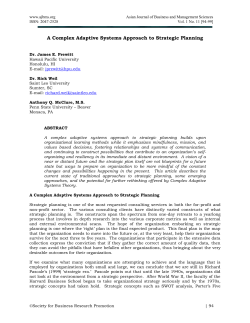 A Complex Adaptive Systems Approach to Strategic Planning