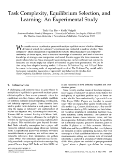Task Complexity, Equilibrium Selection, and Learning - Teck