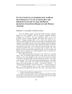 State Courts Lack Jurisdiction to Hear Securities Act Class Actions