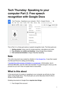 Tech Thursday: Speaking to your computer Part 2
