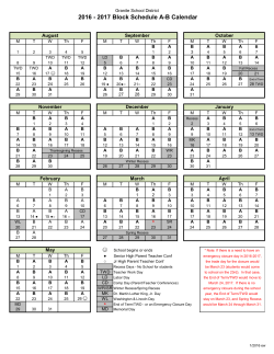 2016 - 2017 Block Schedule AB Calendar