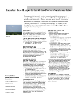 Important Rule Changes to the NC Food Service Sanitation Rules