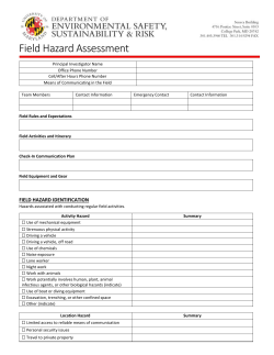 Field Hazard Assessment Tool