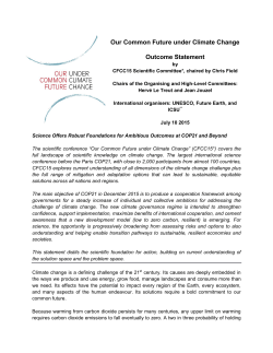 Our Common Future under Climate Change Outcome Statement