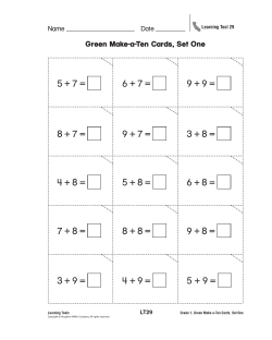Green Make-a-Ten Cards, Set One