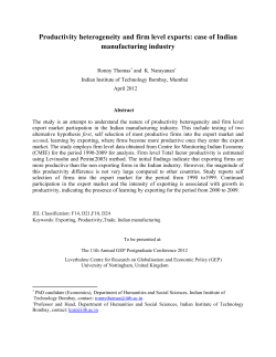 Productivity heterogeneity and firm level exports: case of Indian