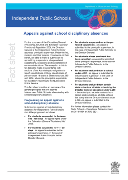 Appeals against school disciplinary absences fact sheet