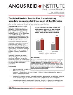 Tarnished Medals: Four-in-Five Canadians say scandals, corruption