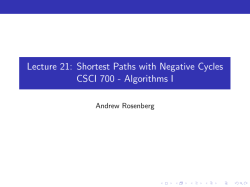 Shortest Paths with Negative Cycles CSCI 700