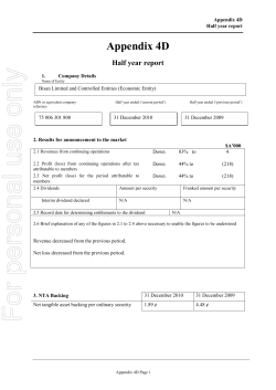 ASX Listing Rules - Appendix 4D - Half year report. Period ending