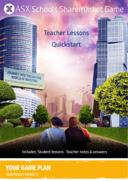 Schools Sharemarket Game YOUR GAME PLAN
