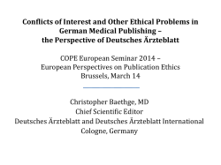 Conflicts of Interest and Other Ethical Problems in German Medical
