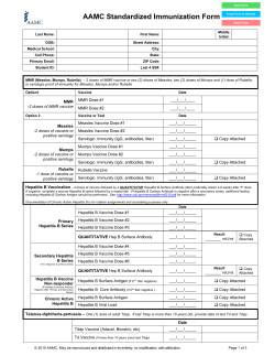 AAMC Standardized Immunization Form