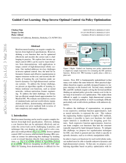 Guided Cost Learning: Deep Inverse Optimal Control via