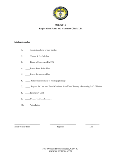 2014/2015 Registration Form and Contract Check List Initial each