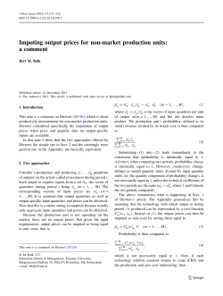 Imputing output prices for non-market production units