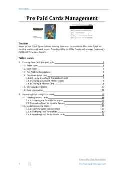 Pre Paid Cards Management