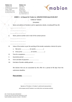ANNEX 1 &ndash; to Request for Tender no. 3/06/2017/CD20 dated 30.06