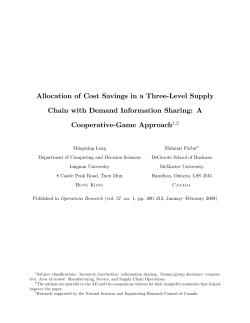 Allocation of Cost Savings in a Three"Level Supply Chain with