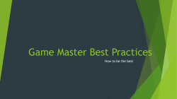 Game Master Best Practices