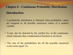 Chapter 6 &ndash; Continuous Probability Distribution