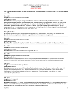 GENERAL THORACIC SURGERY DATABASE v.2.3 TRAINING