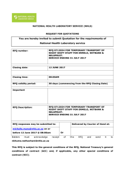 RFQ 0712034 - National Health Laboratory Service