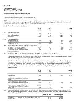 Appendix 4E Preliminary final report Previous period