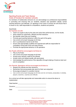 Sporting Events and Team Games Code of Conduct for member