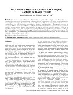 Institutional Theory as a Framework for Analyzing Conflicts on