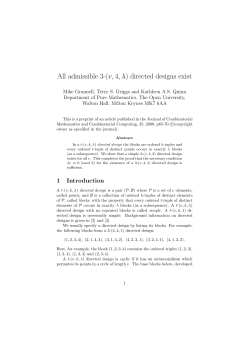 All admissible 3-(v,4,&lambda;) directed designs exist
