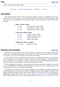 Title Description Remarks and examples