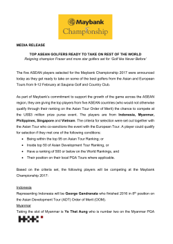 MEDIA RELEASE TOP ASEAN GOLFERS READY TO TAKE ON