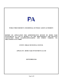 PUBLIC PROCUREMENT AND DISPOSAL OF PUBLIC ASSETS