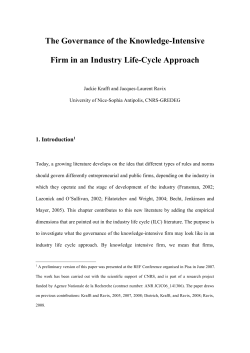 The Firm and its Governance over the Industry Life-Cycle